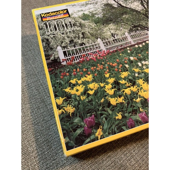 Kodacolor 1000 piece Jigsaw Puzzle NEW Sealed Prescott Park Flowers Fence Tree - Picture 5 of 6
